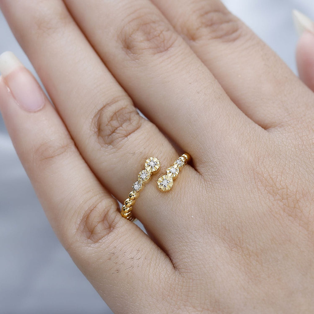 Diamond Bypass Ring in 18K Vermeil YG Plated Sterling Silver