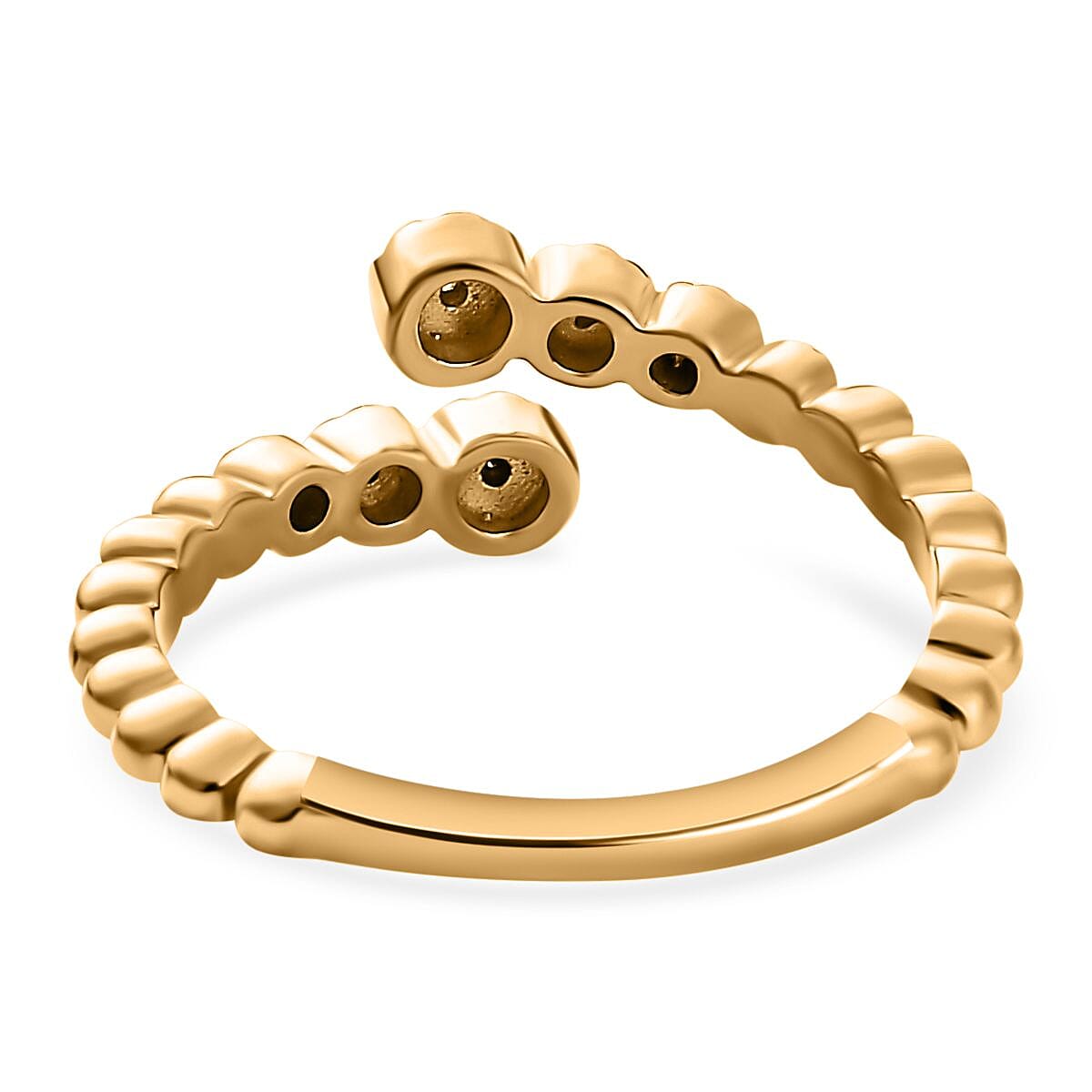 White Diamond Bypass Ring in 18K Vermeil Yellow Gold Sterling Silver 0.04 ct 0.040 Ct. 7648356 4