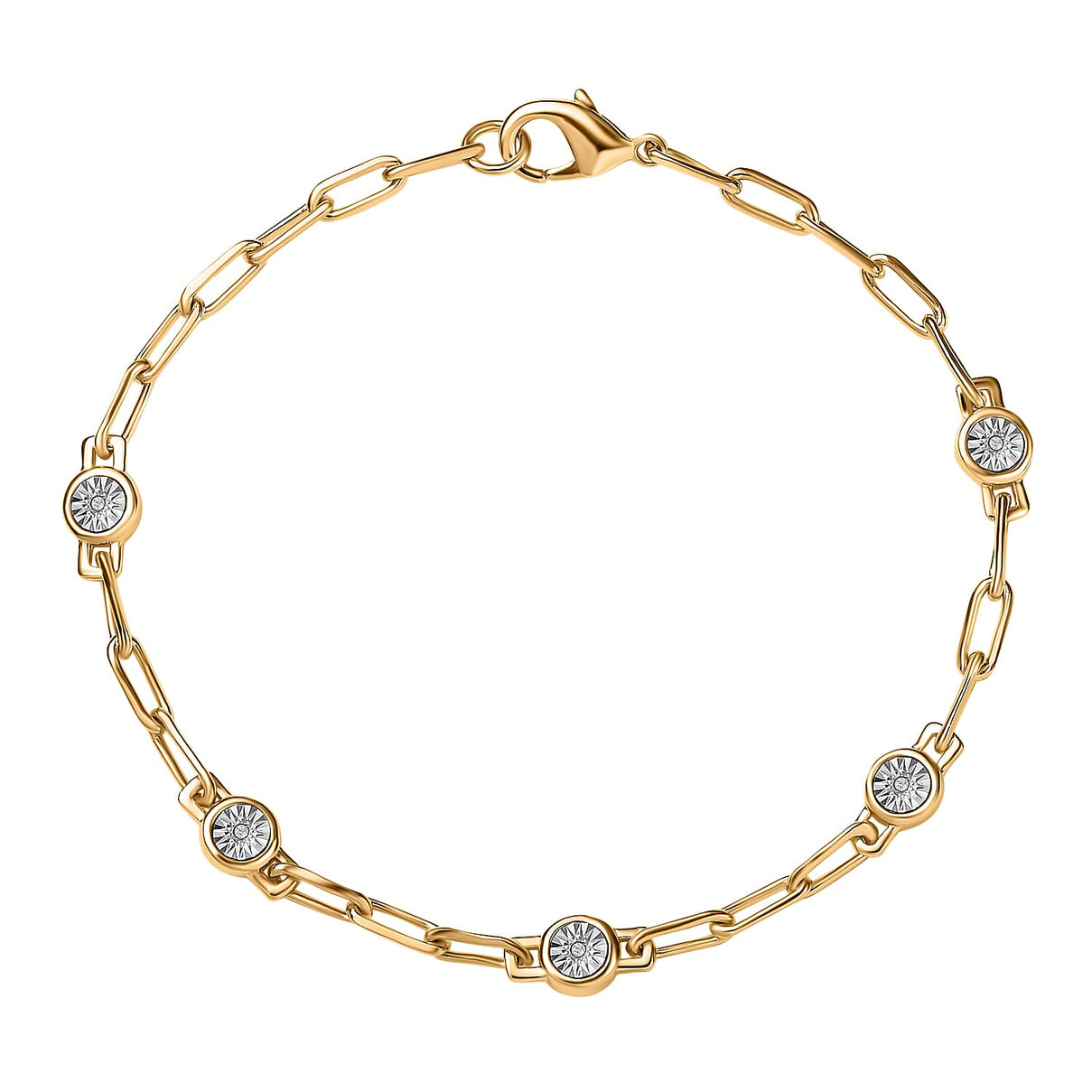 Designer Inspired - Diamond Station Bracelet With Lobaster Clasp Yellow Gold Plated (Size - 7.5) 7811822 0