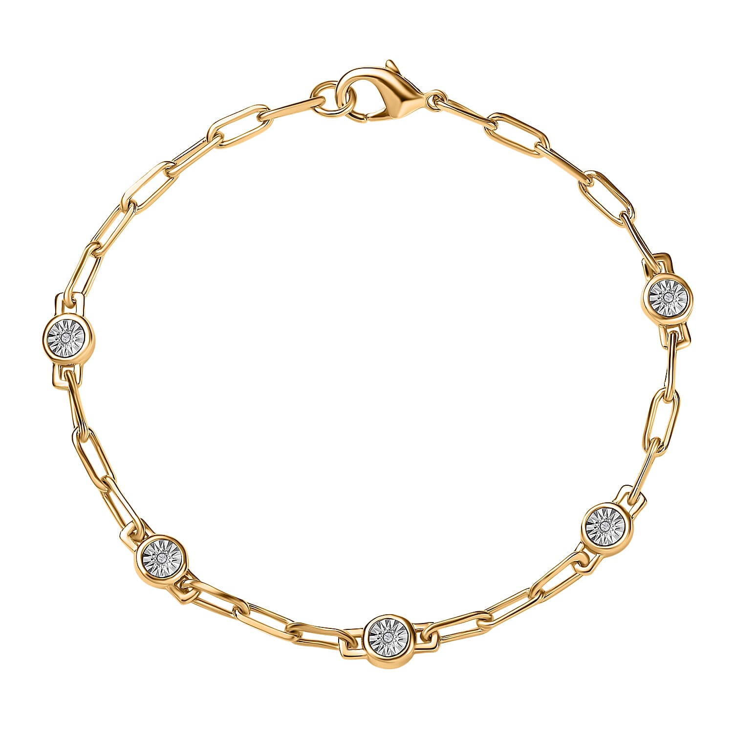 Designer Inspired - Diamond Station Bracelet With Lobaster Clasp Yellow Gold Plated (Size - 7.5) 7811822 0