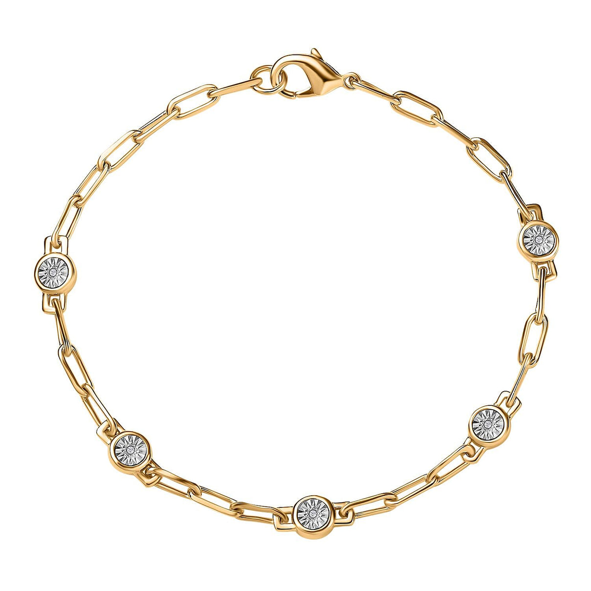 Designer Inspired - Diamond Station Bracelet With Lobaster Clasp Yellow Gold Plated (Size - 7.5) 7811822 2