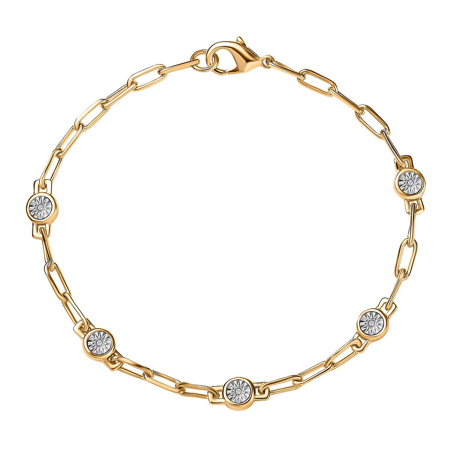 Designer Inspired - Diamond Station Bracelet With Lobaster Clasp Yellow Gold Plated (Size - 7.5) 7811822 2