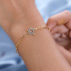 Designer Inspired - Diamond Paperclip Bracelet (Size - 7.5) With T-Bar Clasp in 18K Vermeil Yellow Gold Plated Sterling Silver