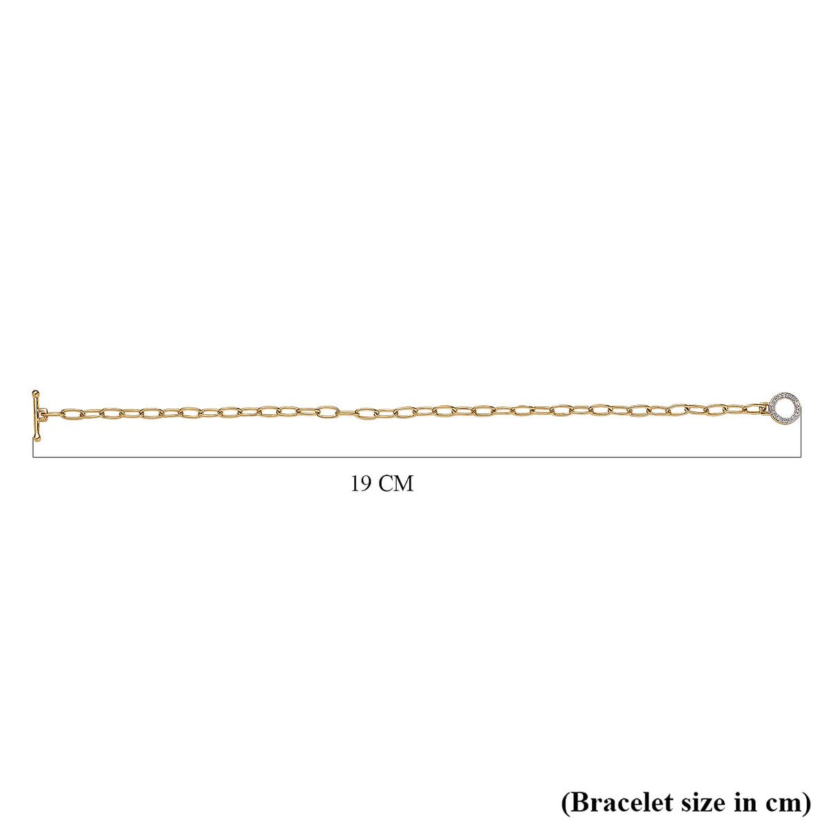 Designer Inspired - Diamond Paperclip Bracelet (Size - 7.5) With T-Bar Clasp in 18K Vermeil Yellow Gold Plated Sterling Silver 7636984 4