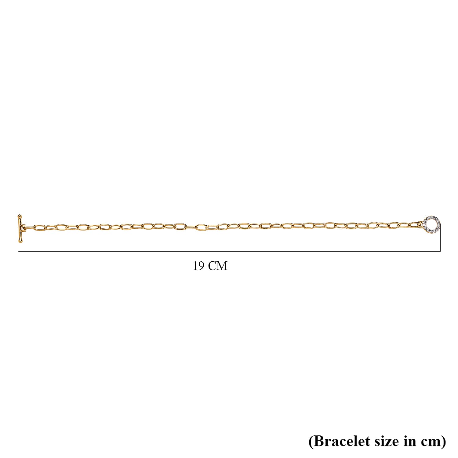 Designer Inspired - Diamond Paperclip Bracelet (Size - 7.5) With T-Bar Clasp in 18K Vermeil Yellow Gold Plated Sterling Silver 7636984 4