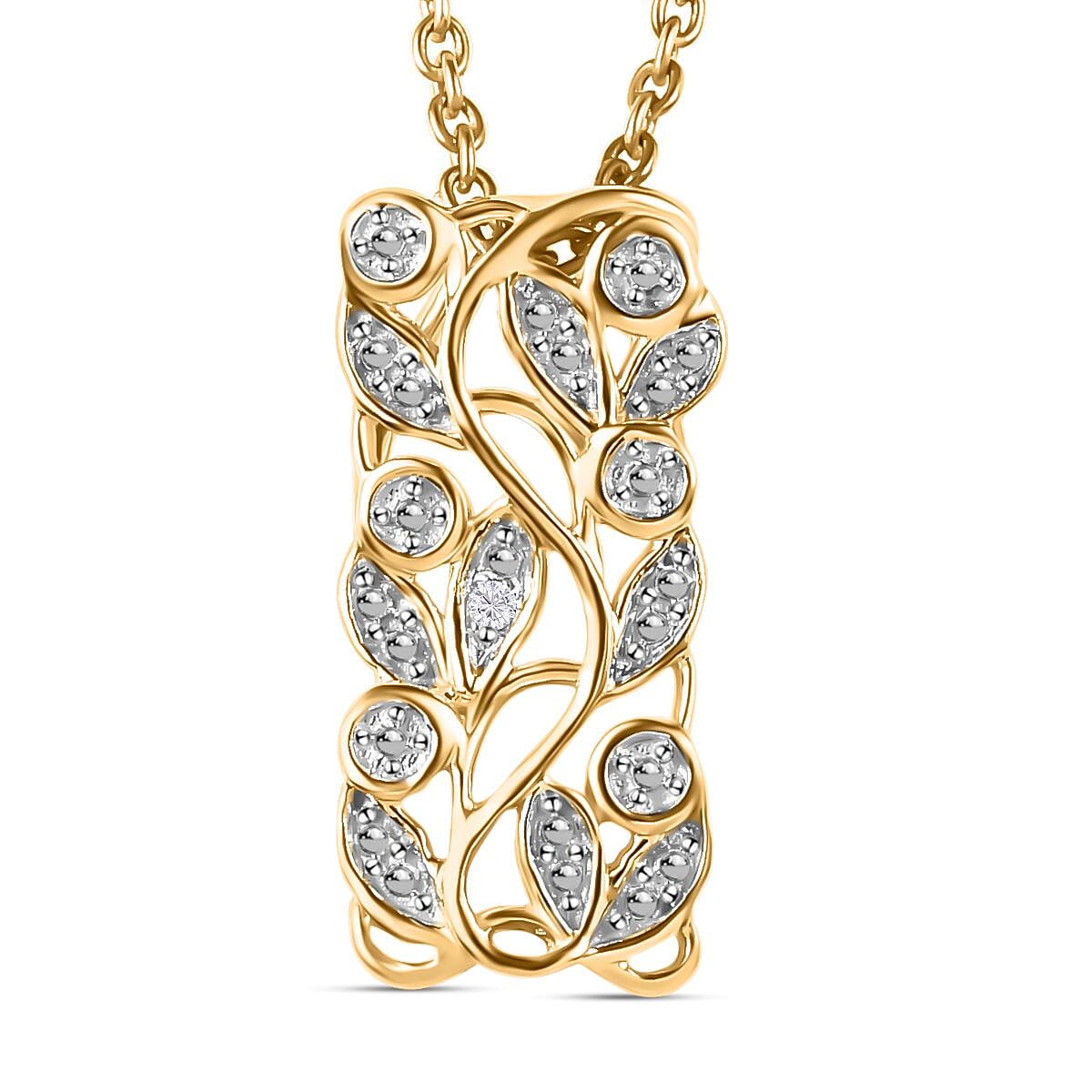 Diamond Leafy Vine Pendant with Chain (Size 20) in Sterling Silver with Platium and 18K Vermeil Yellow Gold 4138666 0