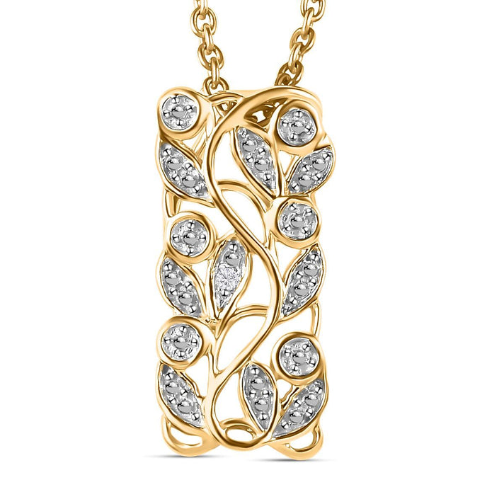 Diamond Leafy Vine Pendant with Chain (Size 20) in Sterling Silver with Platium and 18K Vermeil Yellow Gold 4138666 1