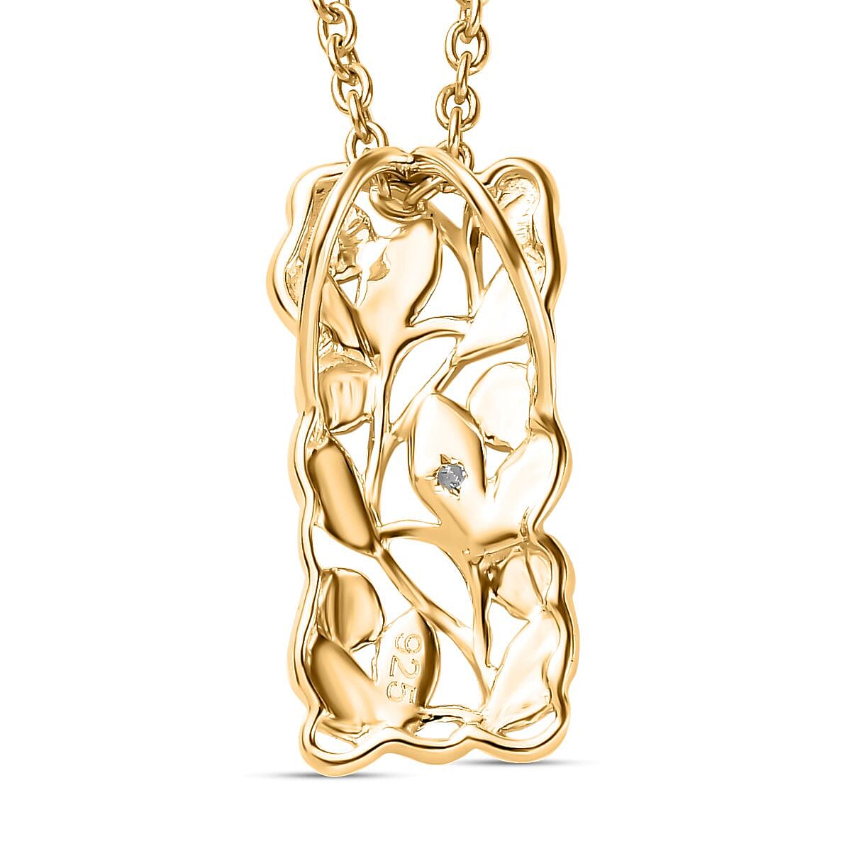 Diamond Leafy Vine Pendant with Chain (Size 20) in Sterling Silver with Platium and 18K Vermeil Yellow Gold 4138666 5