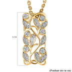 Diamond Pendant with Chain (Size 20) in 18K Vermeil Yellow Gold Plated and Platinum Overlay Sterling Silver