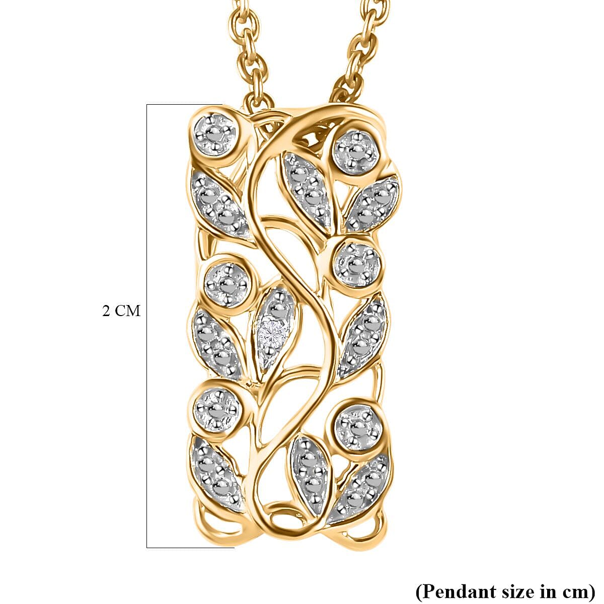 Diamond Leafy Vine Pendant with Chain (Size 20) in Sterling Silver with Platium and 18K Vermeil Yellow Gold 4138666 6