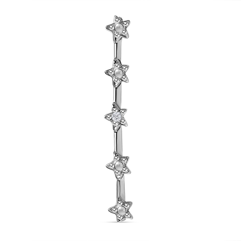 Diamond Watch Charm in Platinum Overlay Sterling Silver