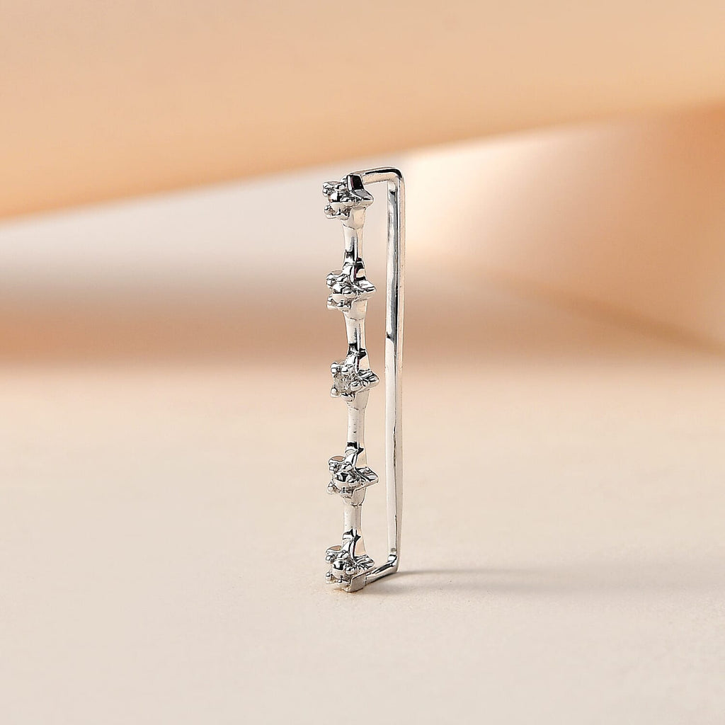 Diamond Watch Charm in Platinum Overlay Sterling Silver