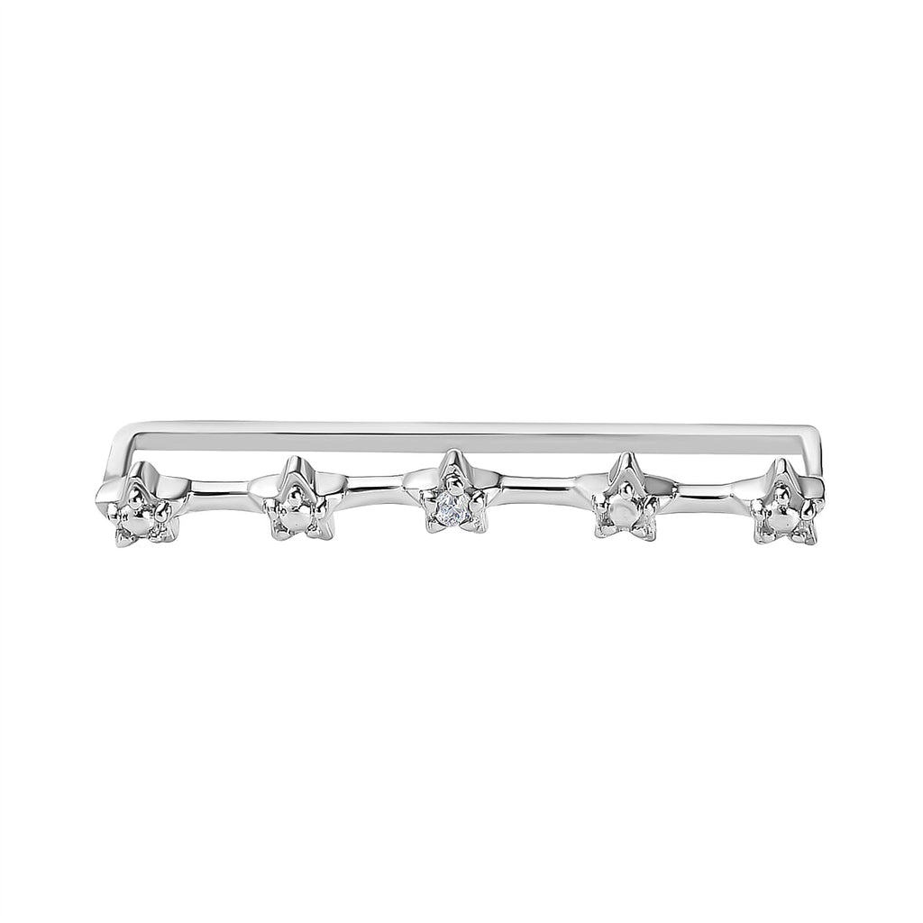 Diamond Watch Charm in Platinum Overlay Sterling Silver