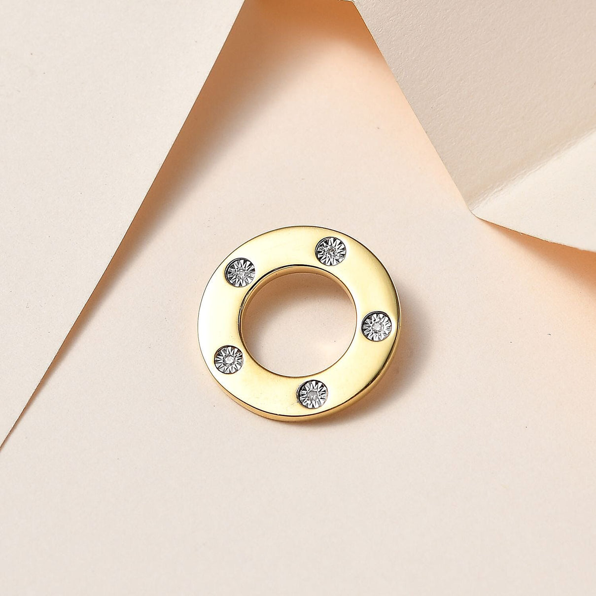 Designer Inspired - Diamond Circle Pendant  in Gold Overlay Sterling Silver 7729417 3