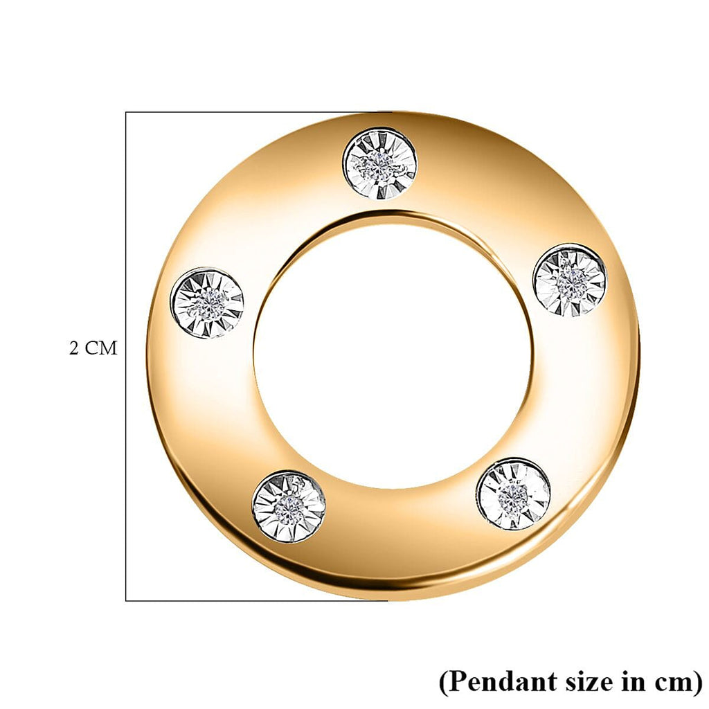Designer Inspired - Diamond Circle Pendant  in Gold Overlay Sterling Silver