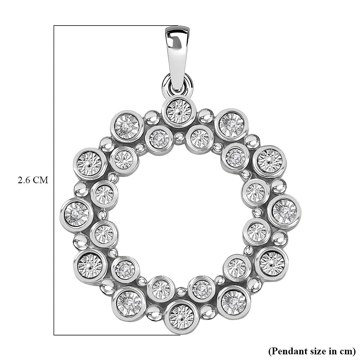 White Diamond Bubble Circle Pendant in Platinum Overlay Sterling Silver 7959797 11