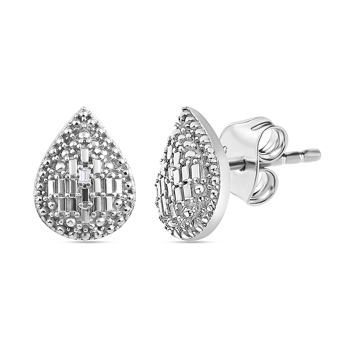 Diamond Earrings in Platinum Overlay Sterling Silver 7569658 0
