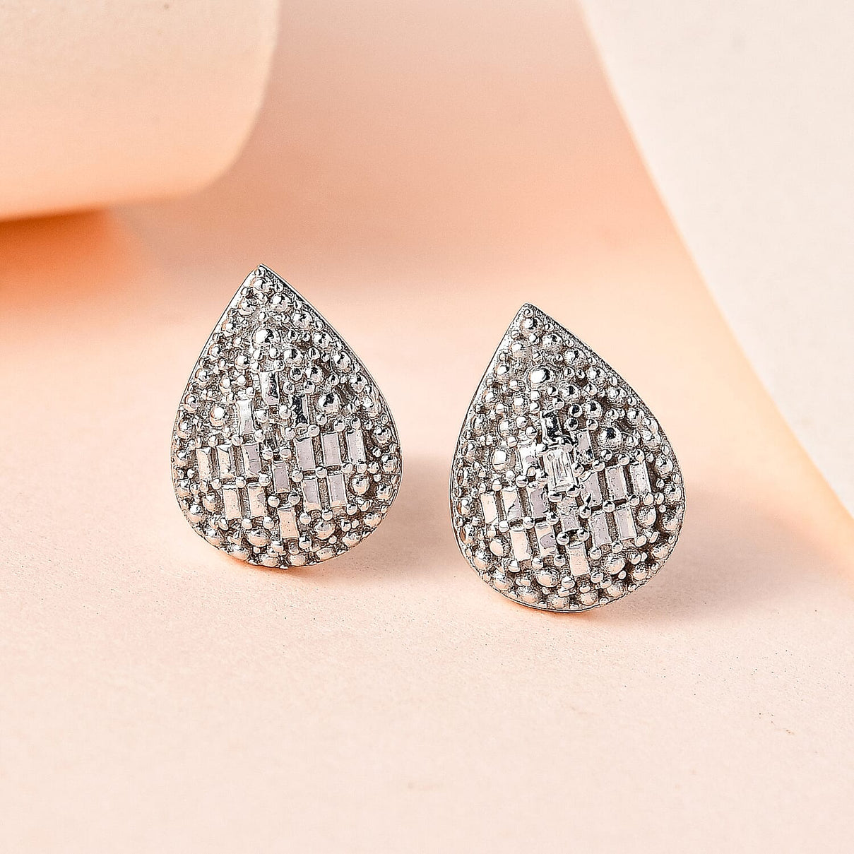Diamond Earrings in Platinum Overlay Sterling Silver 7569658 1