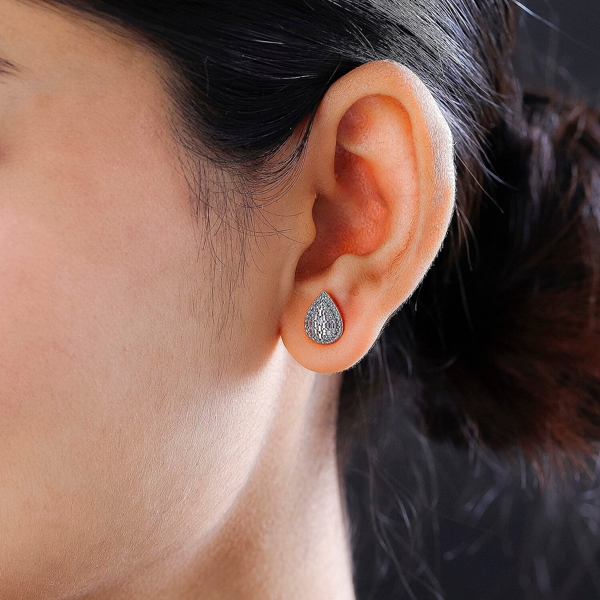 Diamond Earrings in Platinum Overlay Sterling Silver 7569658 2