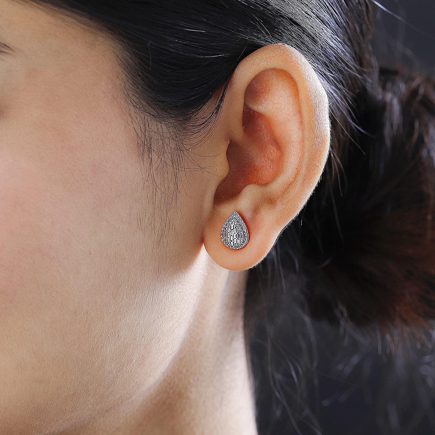 Diamond Earrings in Platinum Overlay Sterling Silver 7569658 2