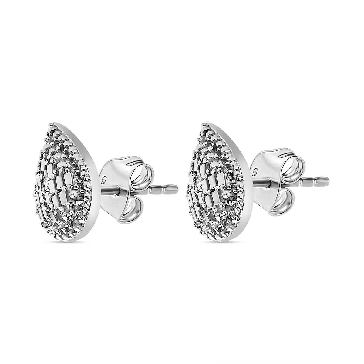 Diamond Earrings in Platinum Overlay Sterling Silver 7569658 3