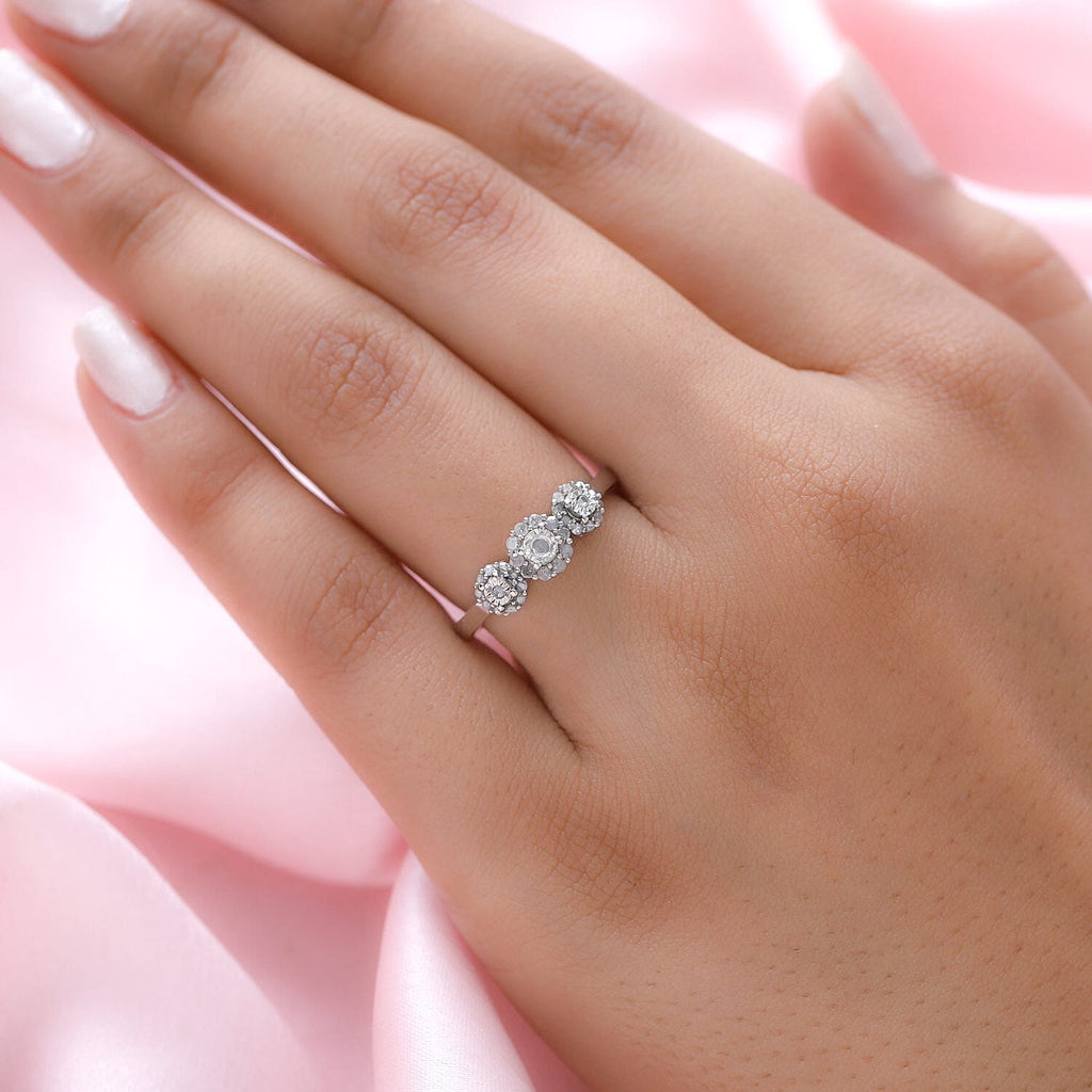 Diamond Ring in Platinum Overlay Sterling Silver 0.24 Ct.