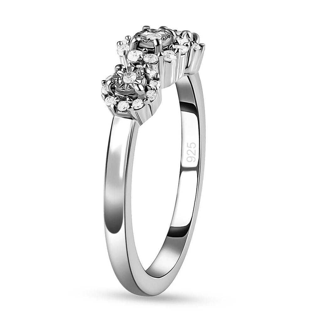 Diamond Ring in Platinum Overlay Sterling Silver 0.24 Ct.