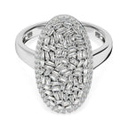 Natural White Diamond Firecracker Cluster Ring in Rhodium Overlay Sterling Silver 1.00 Ct, Silver Wt. 5.20 Gms