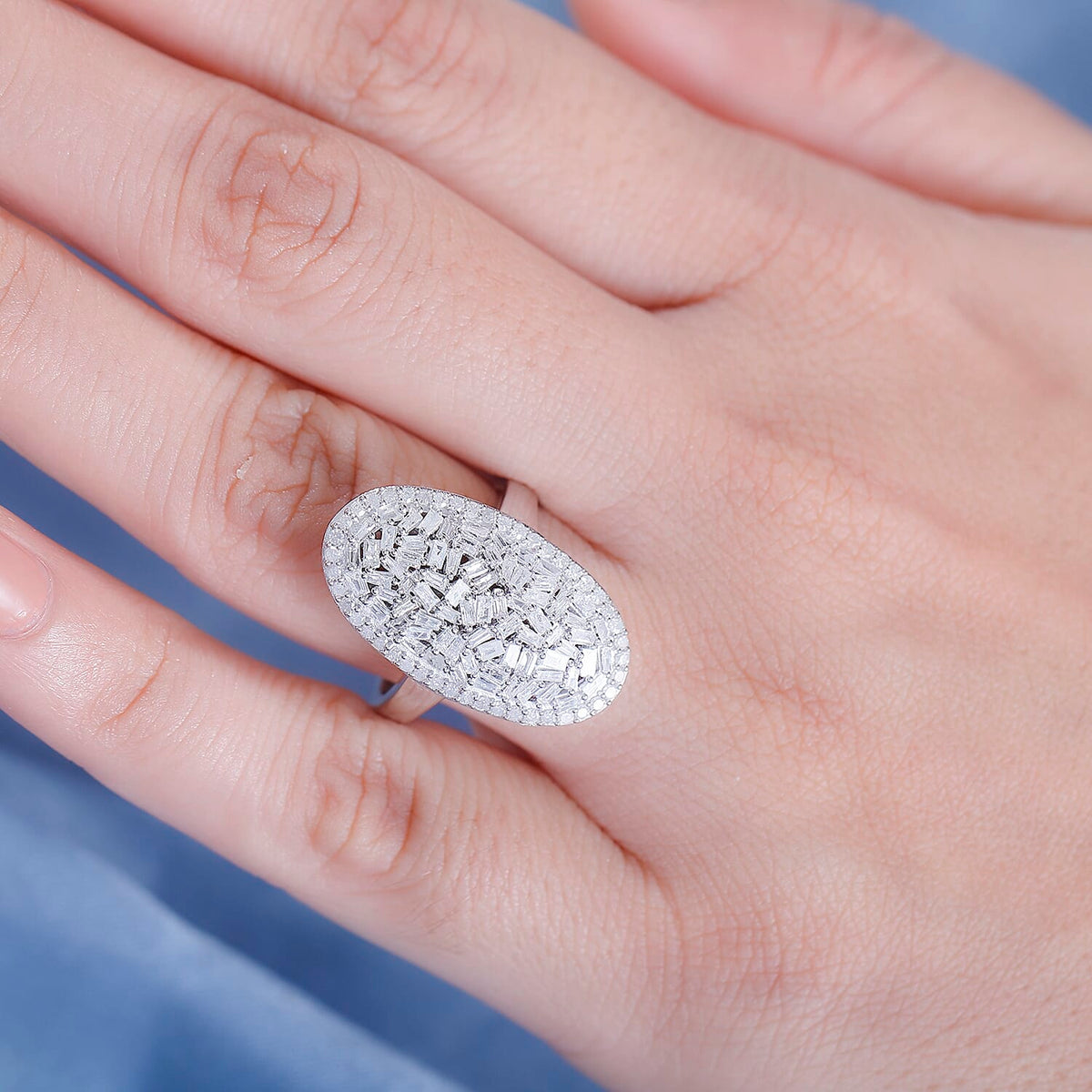 White Diamond Cluster Ring in Rhodium Overlay Sterling Silver 0.98 ct. 7929972 2