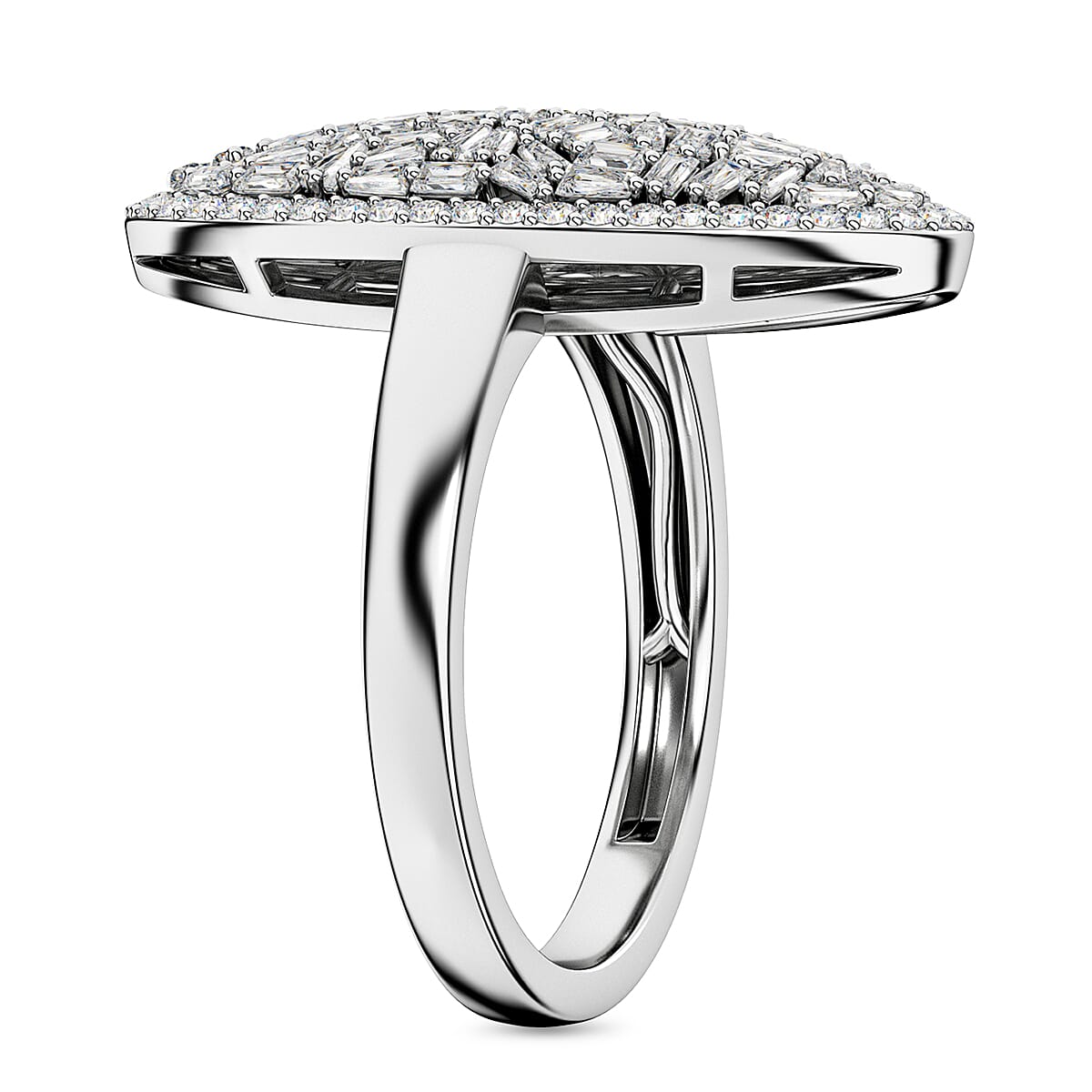 White Diamond Cluster Ring in Rhodium Overlay Sterling Silver 0.98 ct. 7929972 3
