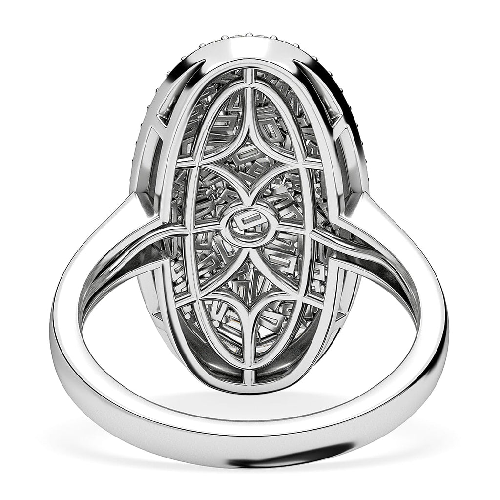 Natural White Diamond Firecracker Cluster Ring in Rhodium Overlay Sterling Silver 1.00 Ct, Silver Wt. 5.20 Gms