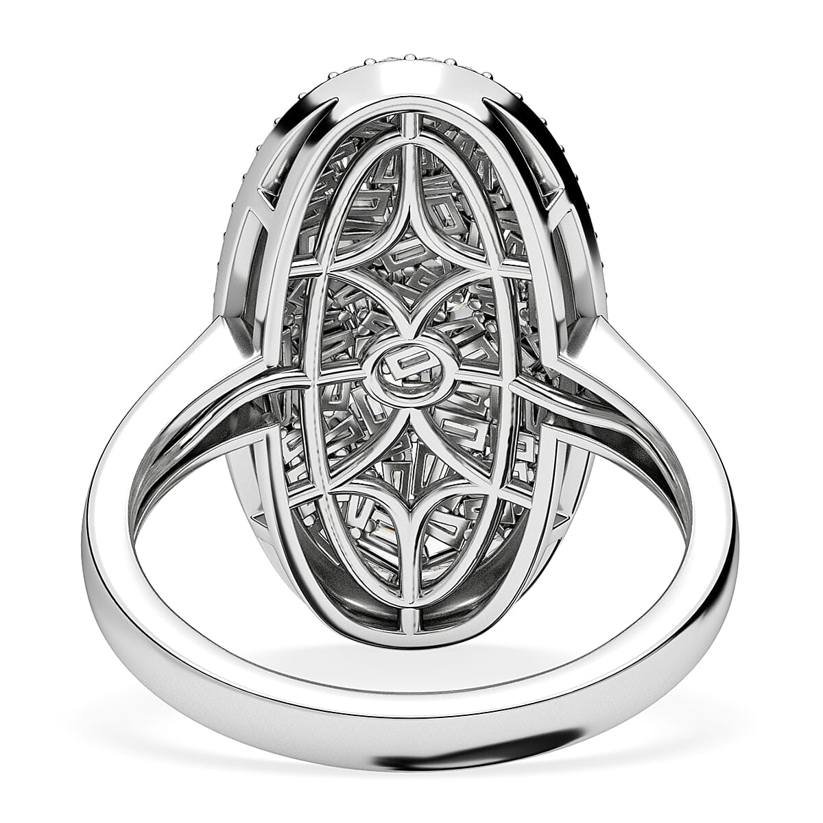 White Diamond Cluster Ring in Rhodium Overlay Sterling Silver 0.98 ct. 7929972 4