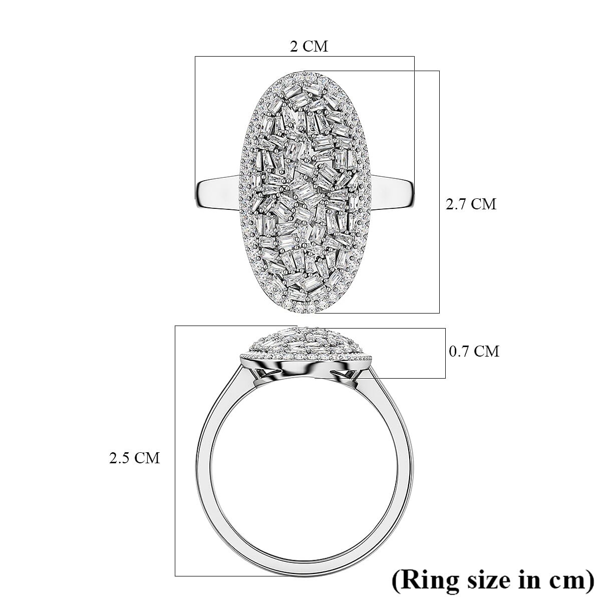 White Diamond Cluster Ring in Rhodium Overlay Sterling Silver 0.98 ct. 7929972 5
