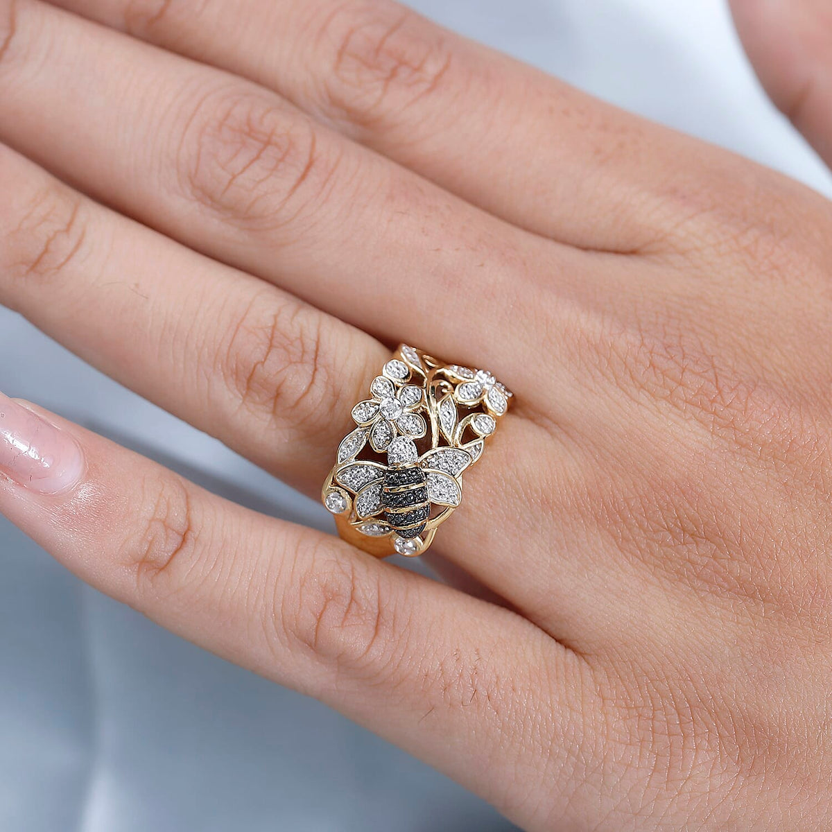 White Diamond Cluster Ring in 18K Vermeil YG Plated Sterling Silver 7664727 2