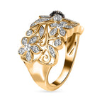 Diamond Floral Ring in 18K Yellow Gold Vermeil Plated Sterling Silver