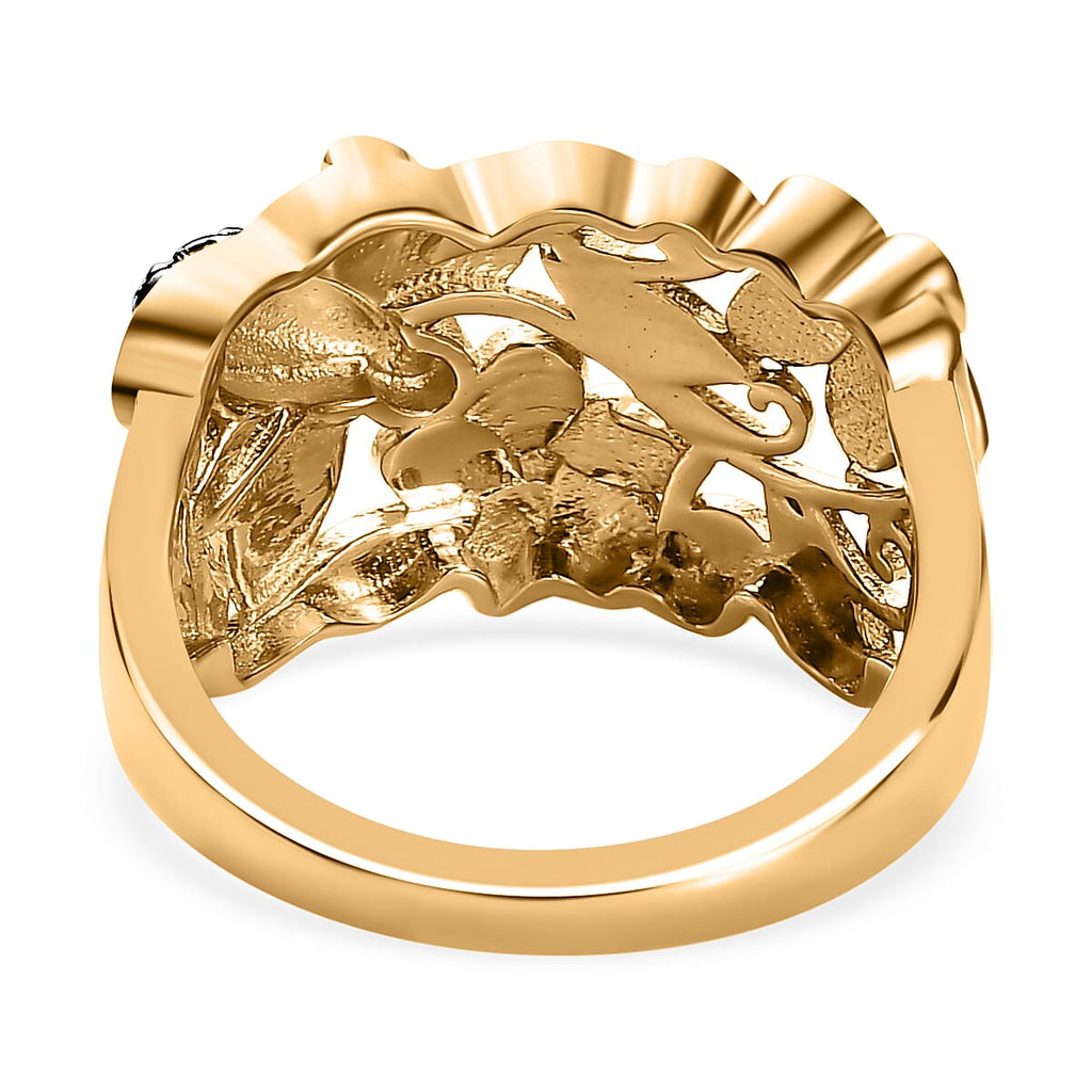 Diamond Floral Ring in 18K Yellow Gold Vermeil Plated Sterling Silver