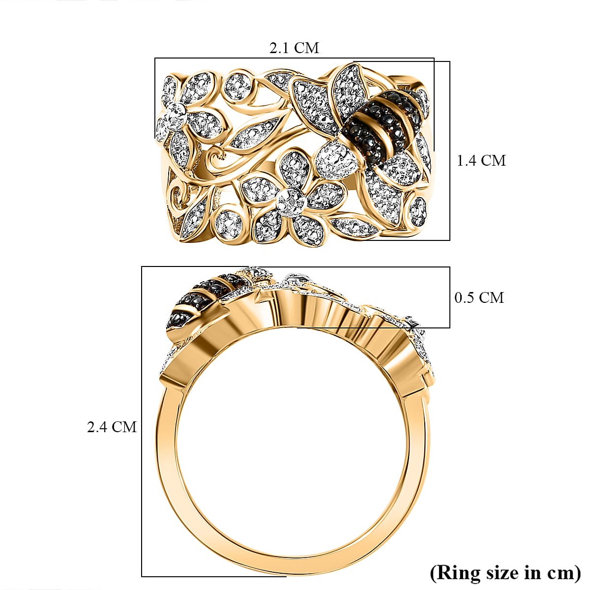 White Diamond Cluster Ring in 18K Vermeil YG Plated Sterling Silver 7664727 5