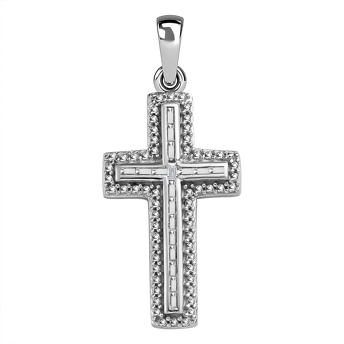 Diamond Cross Pendant in Platinum Overlay Sterling Silver 7569707 0