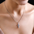 Diamond Cross Pendant in Platinum Overlay Sterling Silver