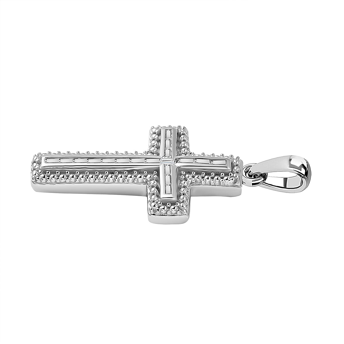 Diamond Cross Pendant in Platinum Overlay Sterling Silver 7569707 4