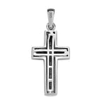 Diamond Cross Pendant in Platinum Overlay Sterling Silver