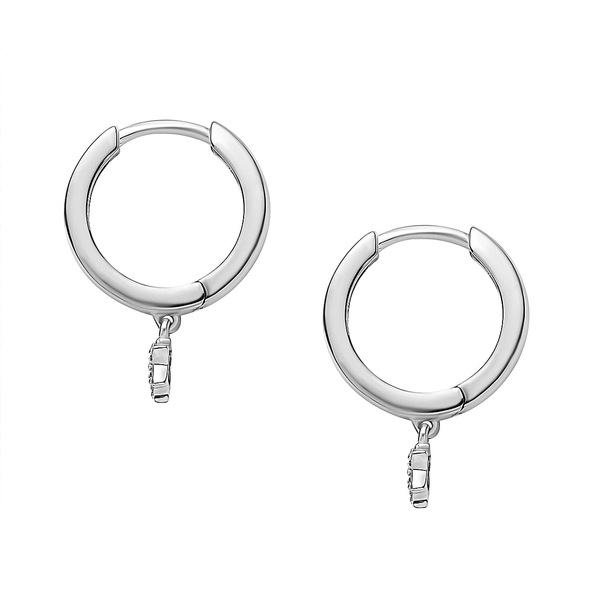 White Diamond Dangling Earring in Platinum Overlay Sterling Silver 0.096 Ct 7648293 5
