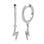 Diamond Dangle Earrings in Platinum Overlay Sterling Silver 0.20 Ct