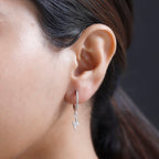 Diamond Dangle Earrings in Platinum Overlay Sterling Silver 0.20 Ct