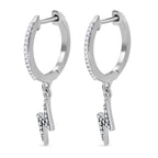 Diamond Dangle Earrings in Platinum Overlay Sterling Silver 0.20 Ct