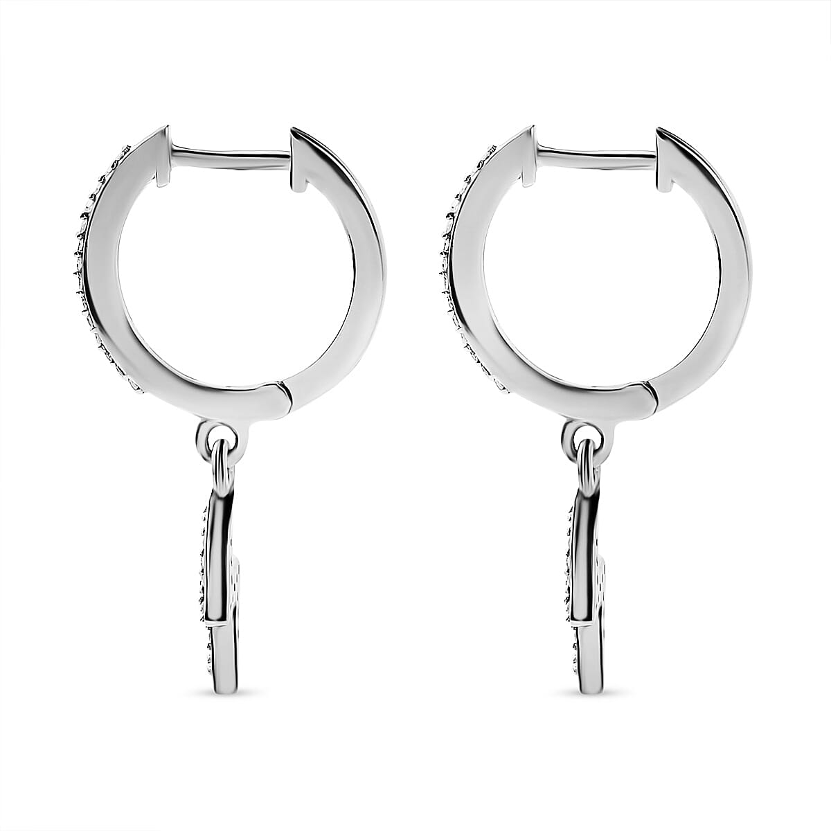 Diamond Dangle Earrings in Platinum Overlay Sterling Silver 0.20 Ct 7650123 5