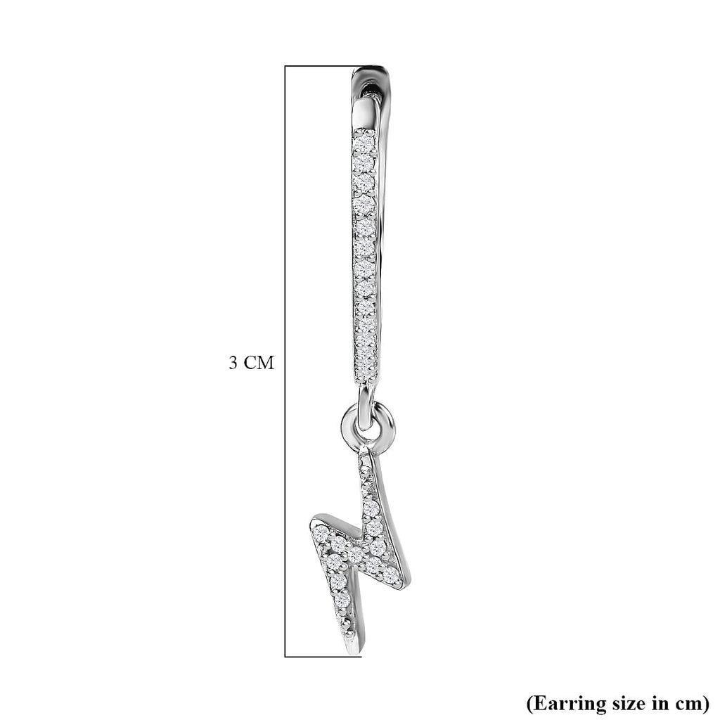 Diamond Dangle Earrings in Platinum Overlay Sterling Silver 0.20 Ct