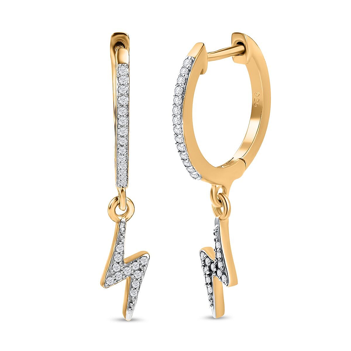 White Diamond Dangling Earring in 18K Vermeil Yellow Gold Sterling Silver 0.20 ct 0.200 Ct. 7650124 0