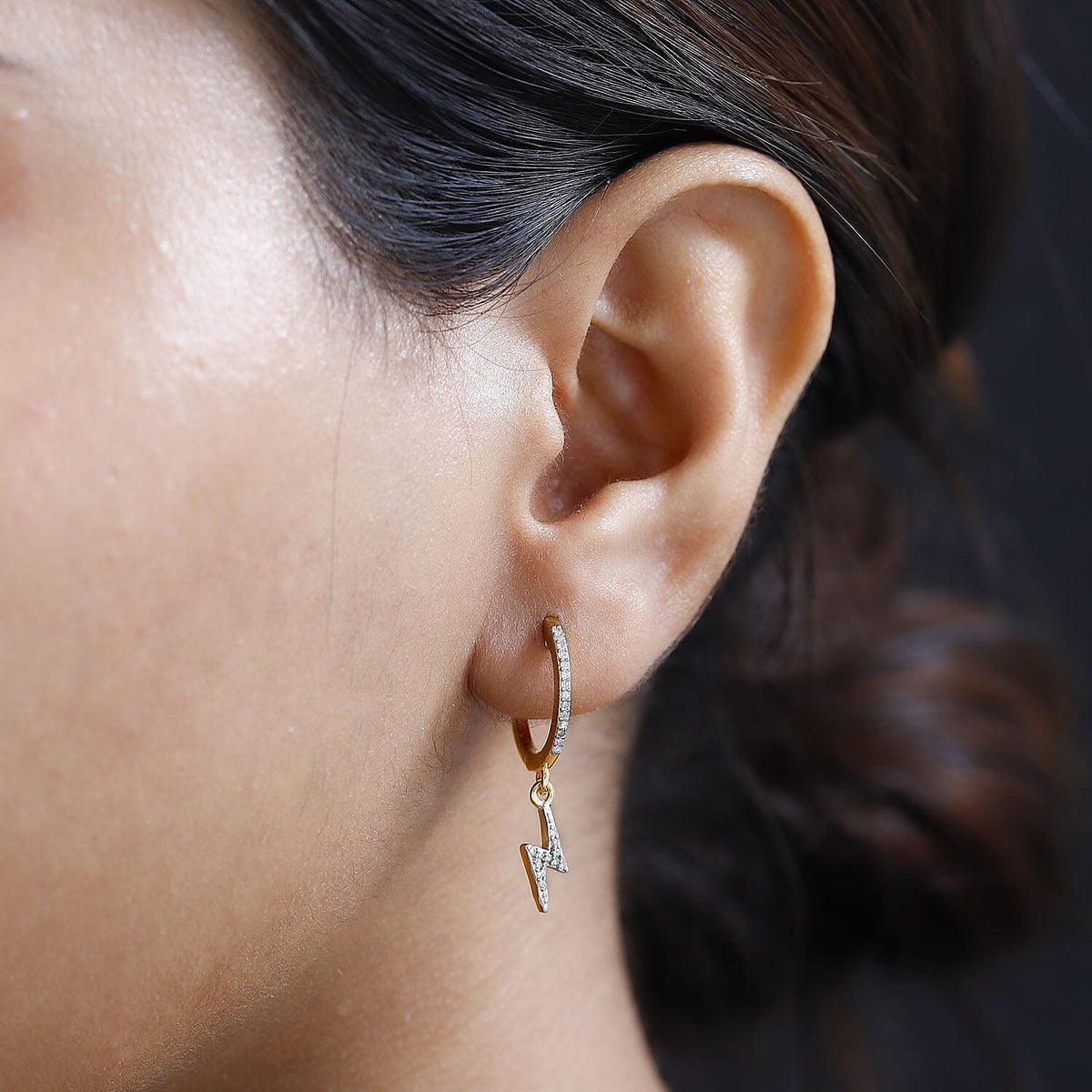 White Diamond Dangling Earring in 18K Vermeil Yellow Gold Sterling Silver 0.20 ct 0.200 Ct. 7650124 3