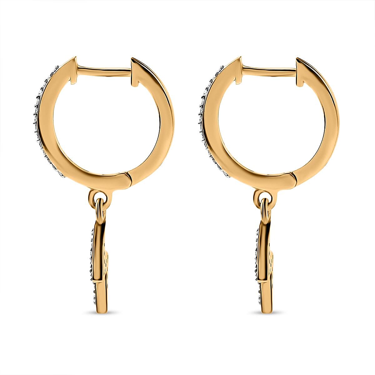 White Diamond Dangling Earring in 18K Vermeil Yellow Gold Sterling Silver 0.20 ct 0.200 Ct. 7650124 5